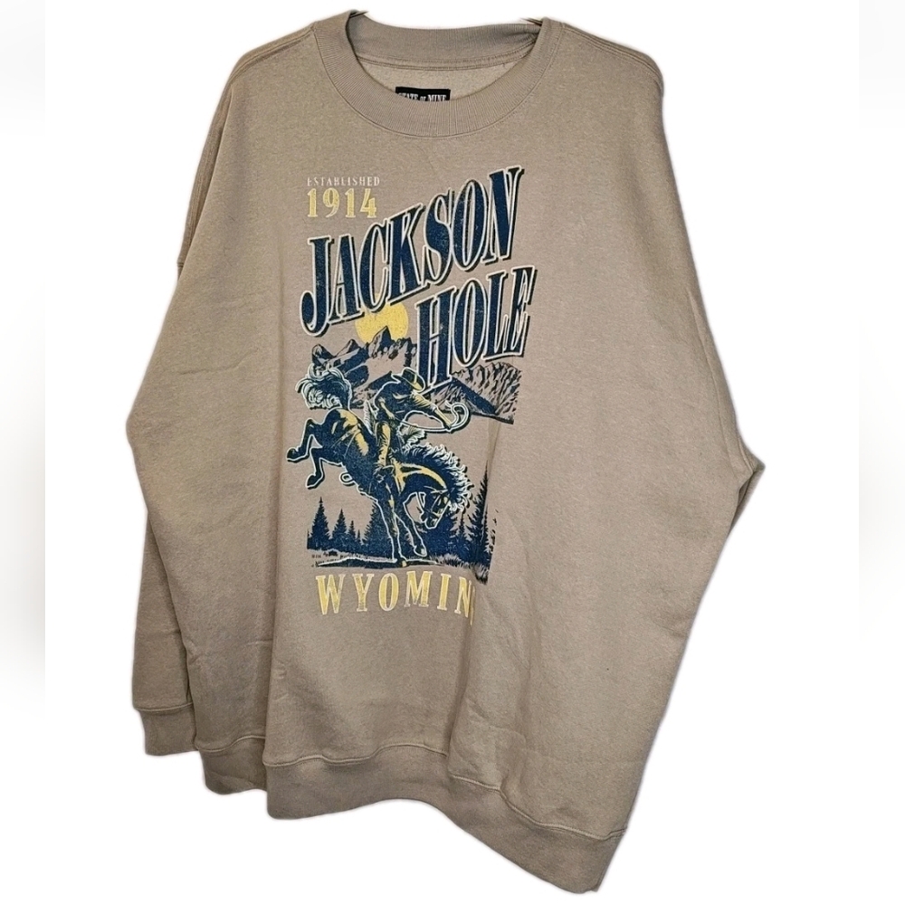 Jackson Hole Sweatshirt 2X XXL Brown Fleece Lined Cowboy Bronc Rider Western Nwt - Picture 4 of 8